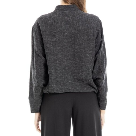 Max Studio London Zip Front Utility Jacket Charcoal Drawstring Hem Pocket M - Picture 2 of 6